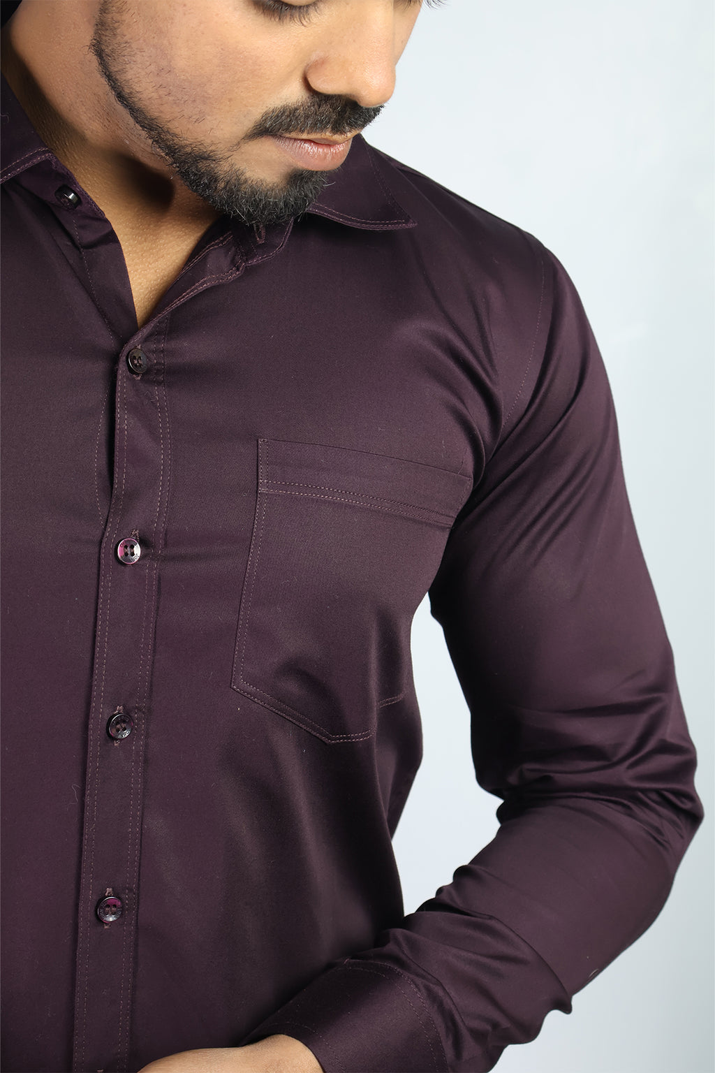 STAN  S WINE | SLIM FIT PREMIUM POLO NECK CASUAL SHIRT | ORIGENS