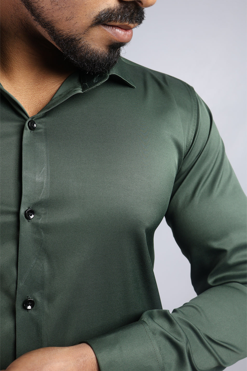 SEEK  S DARK GREEN | SLIM FIT PREMIUM POLO NECK CASUAL SHIRT | ORIGENS