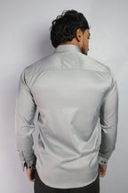 SEEK  S LIGHT GRAY | SLIM FIT PREMIUM POLO NECK CASUAL SHIRT | ORIGENS