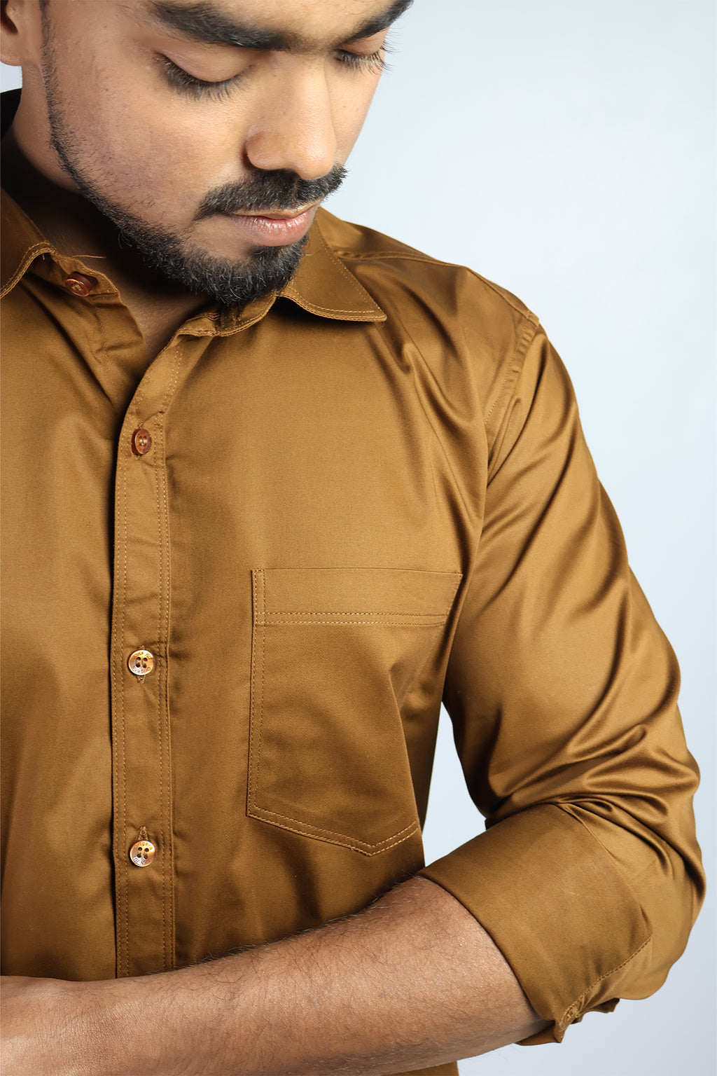 STAN  S BROWN | SLIM FIT PREMIUM POLO NECK CASUAL SHIRT | ORIGENS