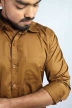 STAN  S BROWN | SLIM FIT PREMIUM POLO NECK CASUAL SHIRT | ORIGENS