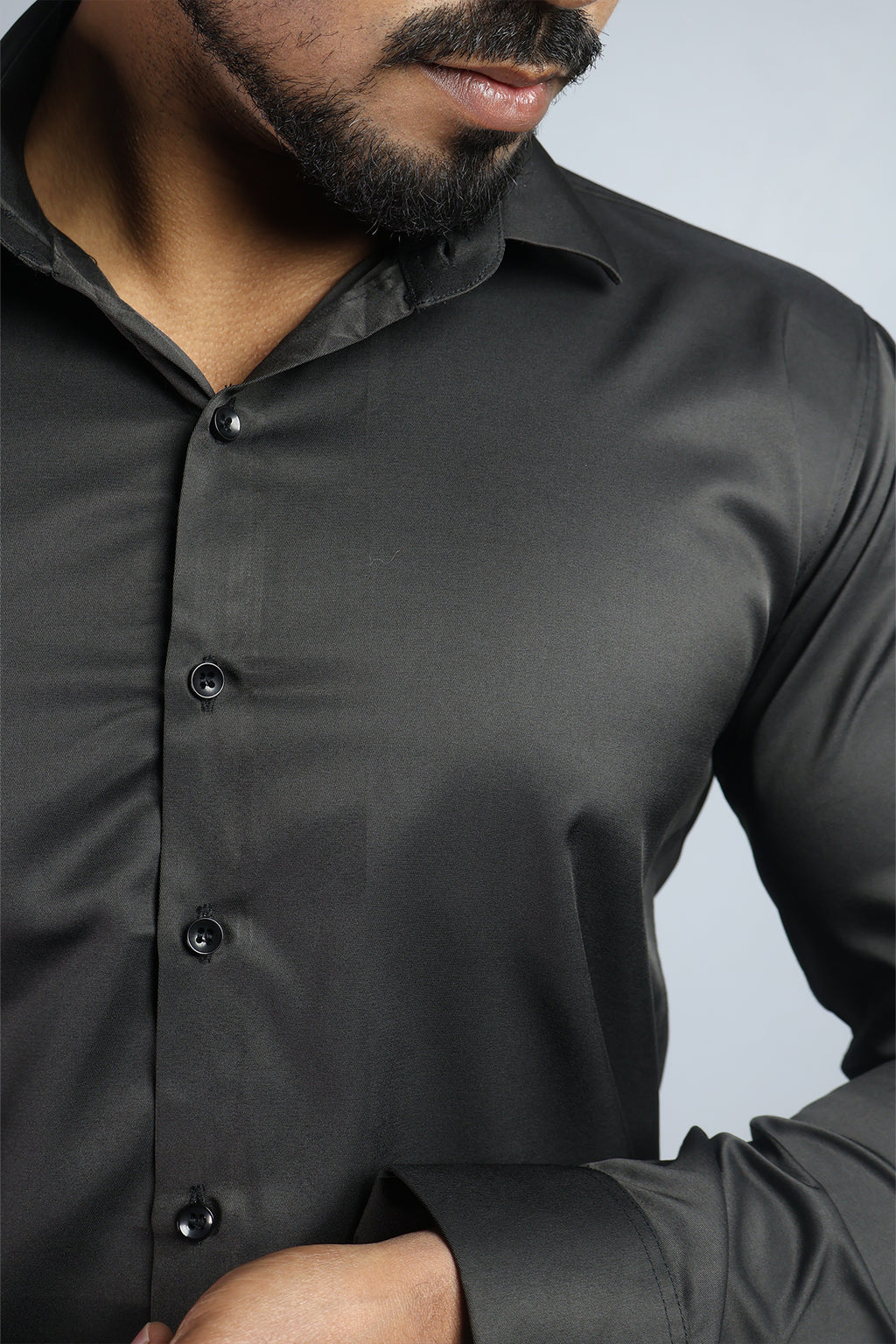 SEEK  S BLACK | SLIM FIT PREMIUM POLO NECK CASUAL SHIRT | ORIGENS