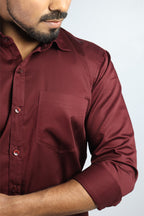 STAN  S MAROON | SLIM FIT PREMIUM POLO NECK CASUAL SHIRT | ORIGENS
