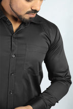 STAN  S BLACK | SLIM FIT PREMIUM POLO NECK CASUAL SHIRT | ORIGENS