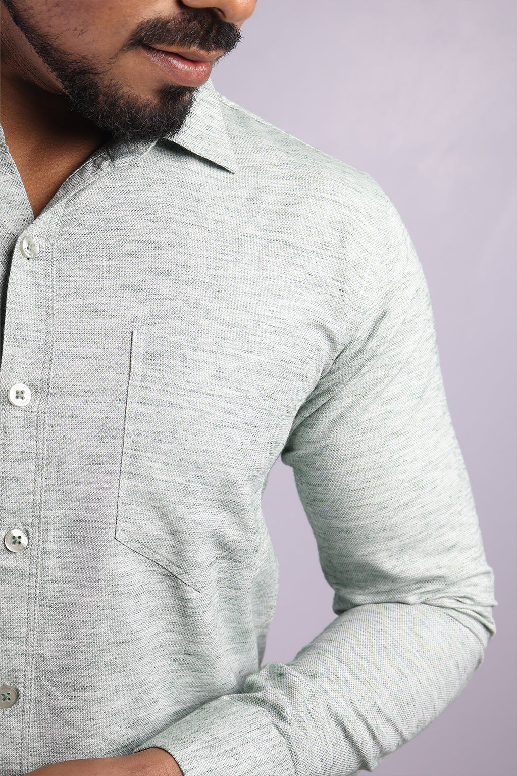 KED GREEN | SLIM FIT PREMIUM POLO NECK CASUAL SHIRT | ORIGENS