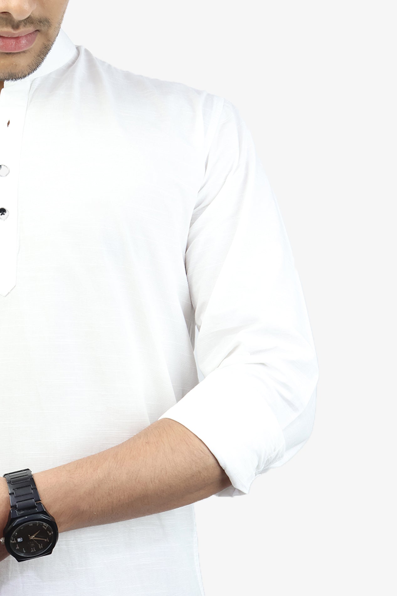 LUKE  S WHITE | SLIM FIT PREMIUM MANDARIN COLLAR CASUAL SHIRT | ORIGENS