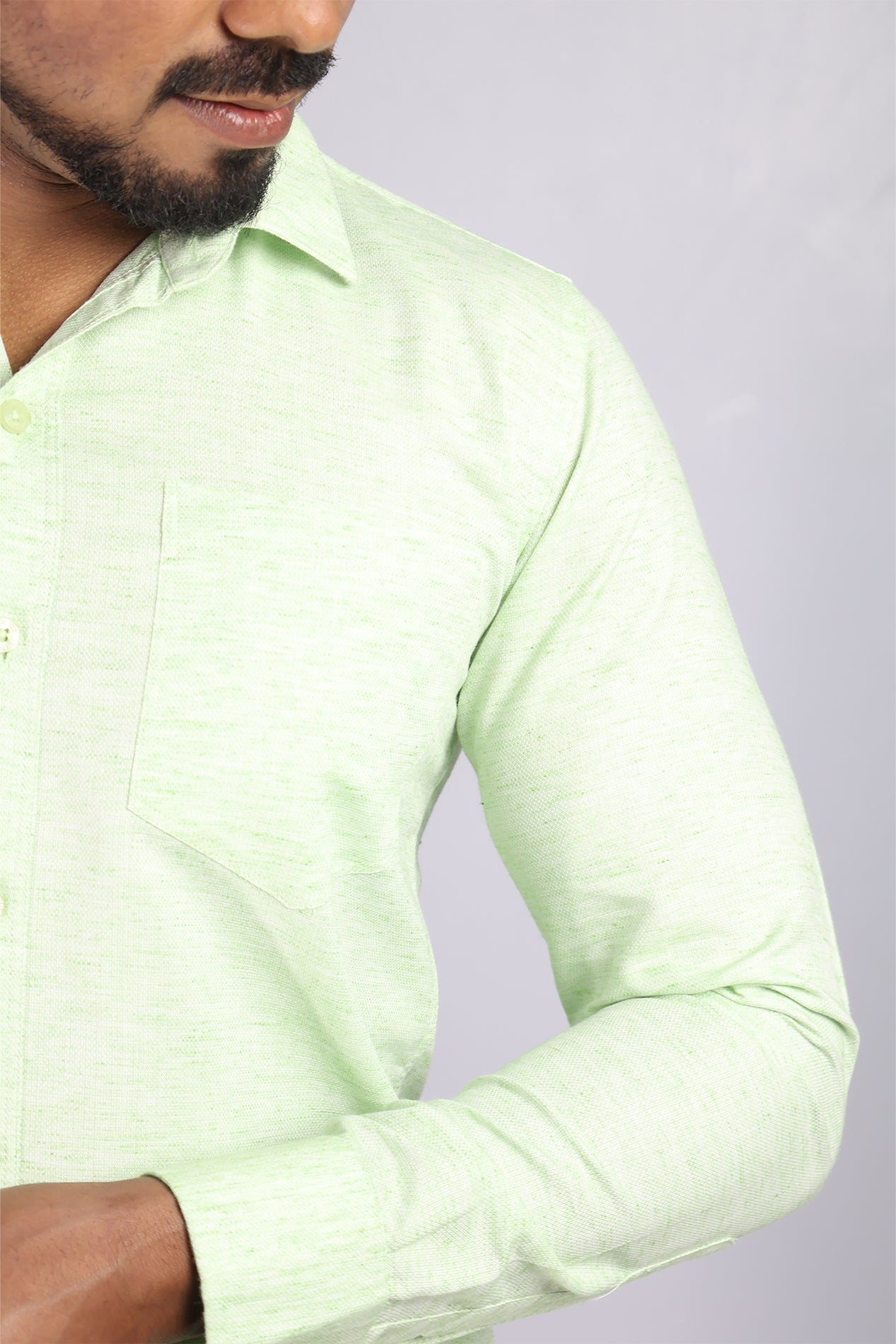 KED  S PARROT GREEN | SLIM FIT PREMIUM POLO NECK CASUAL SHIRT | ORIGENS