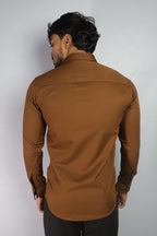 TWEE  S BROWN | SLIM FIT PREMIUM POLO NECK CASUAL SHIRT | ORIGENS
