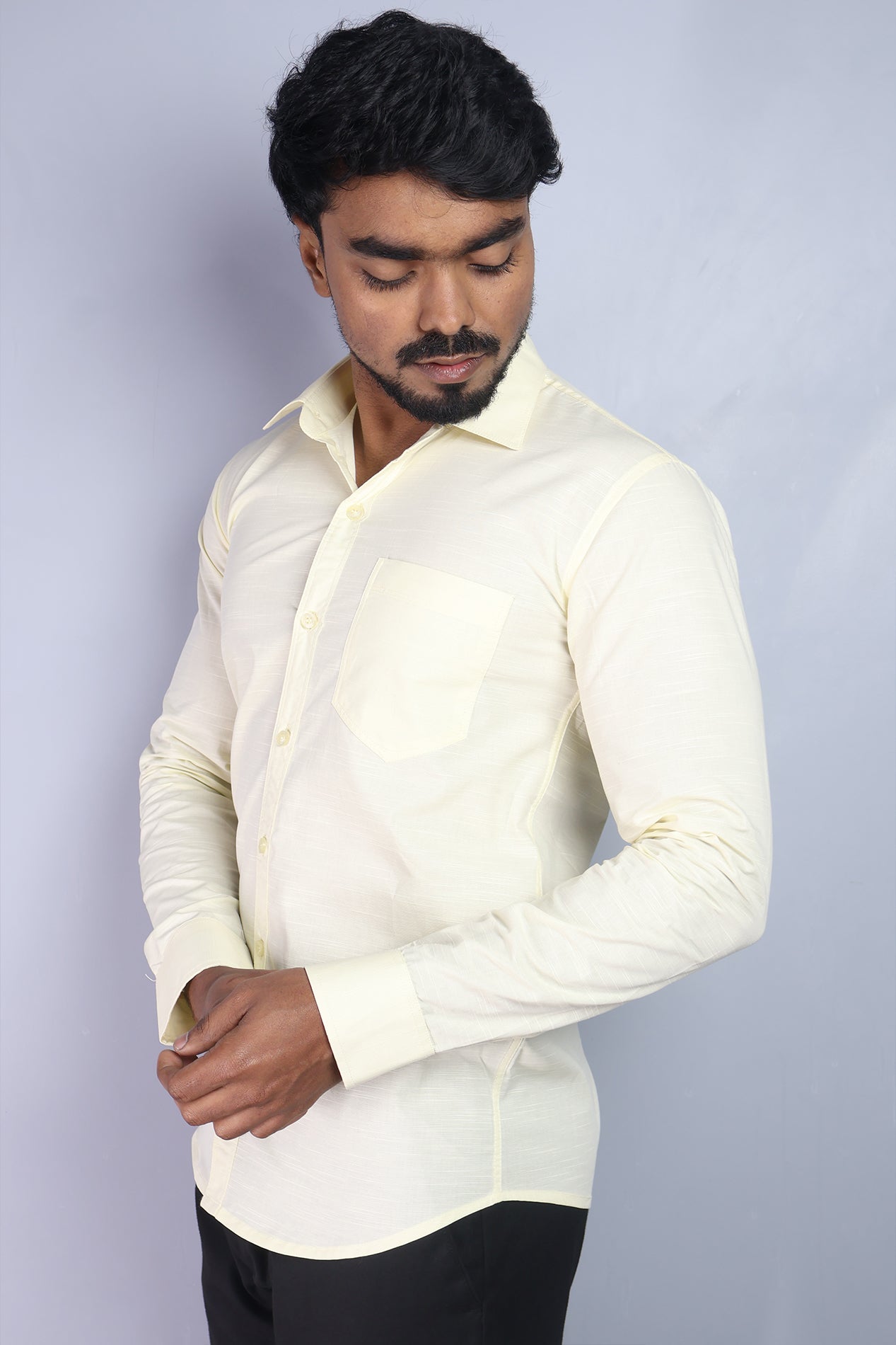 LIN  S LEMON | SLIM FIT PREMIUM POLO NECK CASUAL SHIRT | ORIGENS