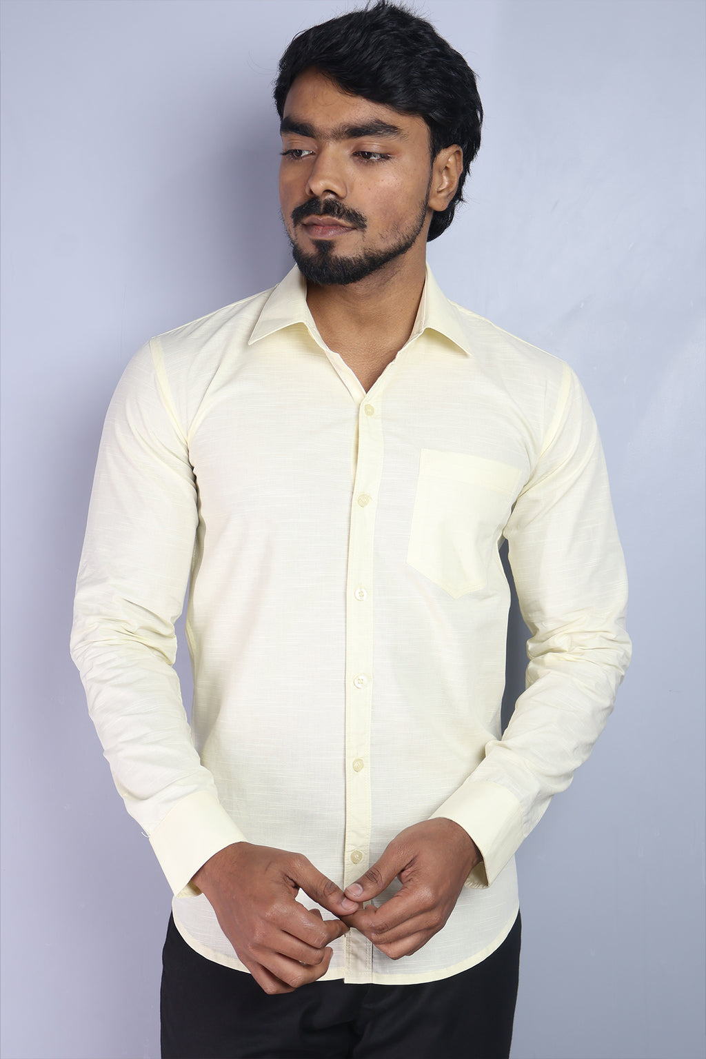 LIN  S LEMON | SLIM FIT PREMIUM POLO NECK CASUAL SHIRT | ORIGENS