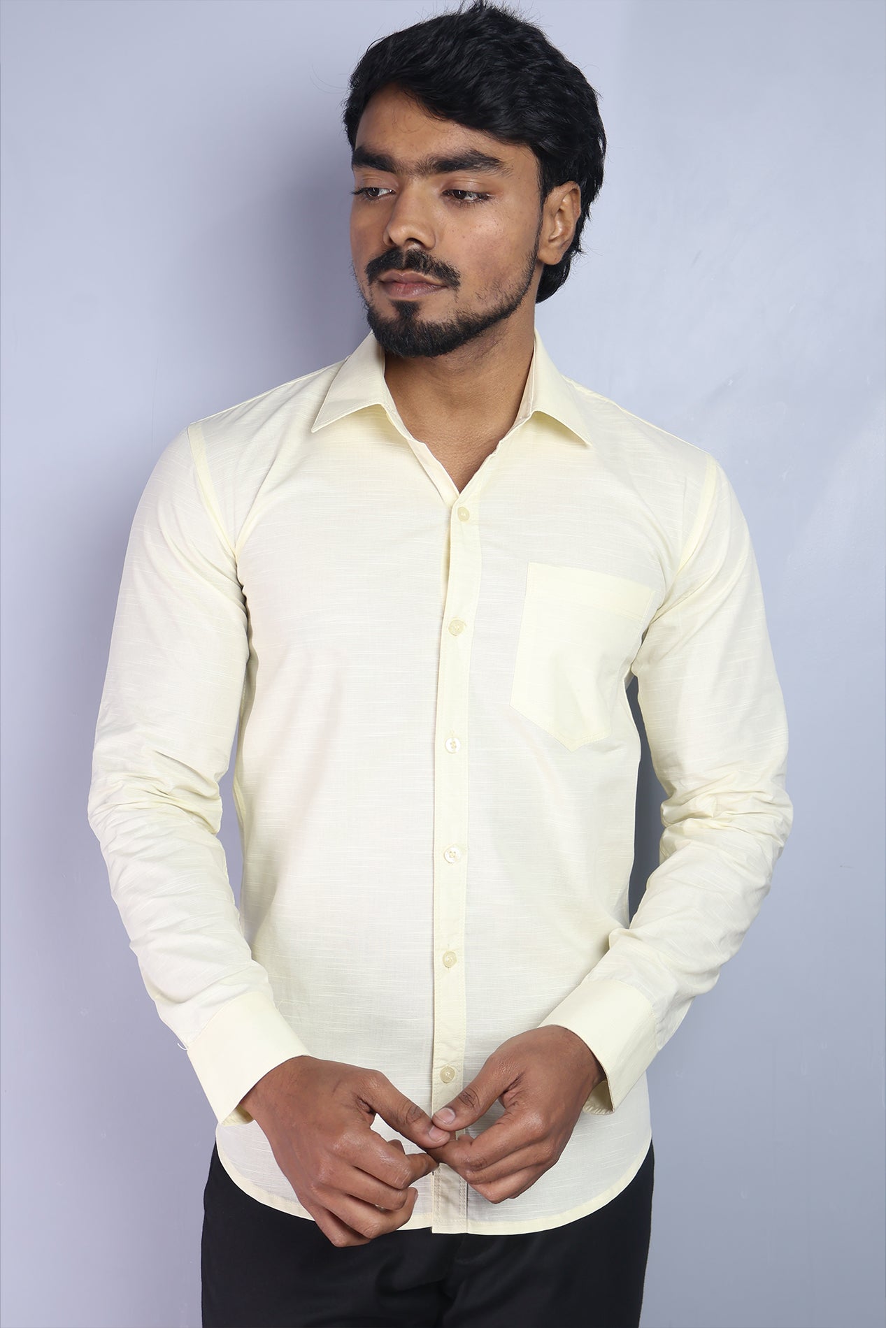 LIN  S LEMON | SLIM FIT PREMIUM POLO NECK CASUAL SHIRT | ORIGENS