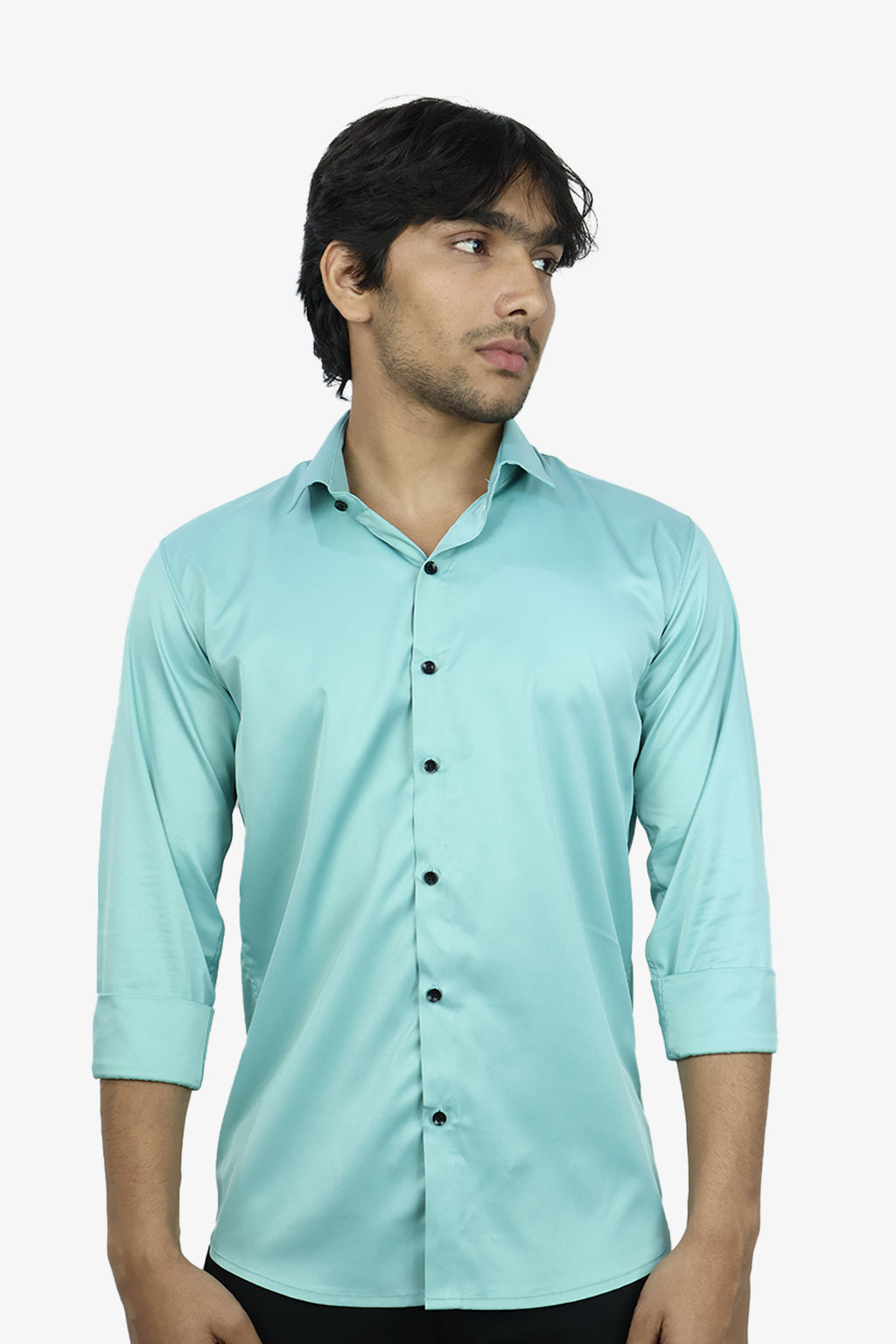 SEEK FIROZI BLUE | SLIM FIT PREMIUM POLO NECK CASUAL SHIRT | ORIGENS