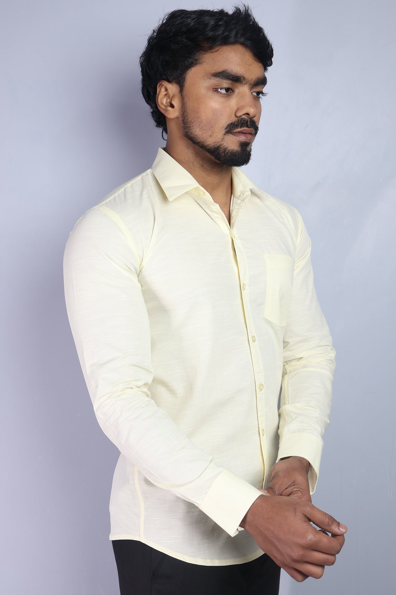 LIN  S LEMON | SLIM FIT PREMIUM POLO NECK CASUAL SHIRT | ORIGENS