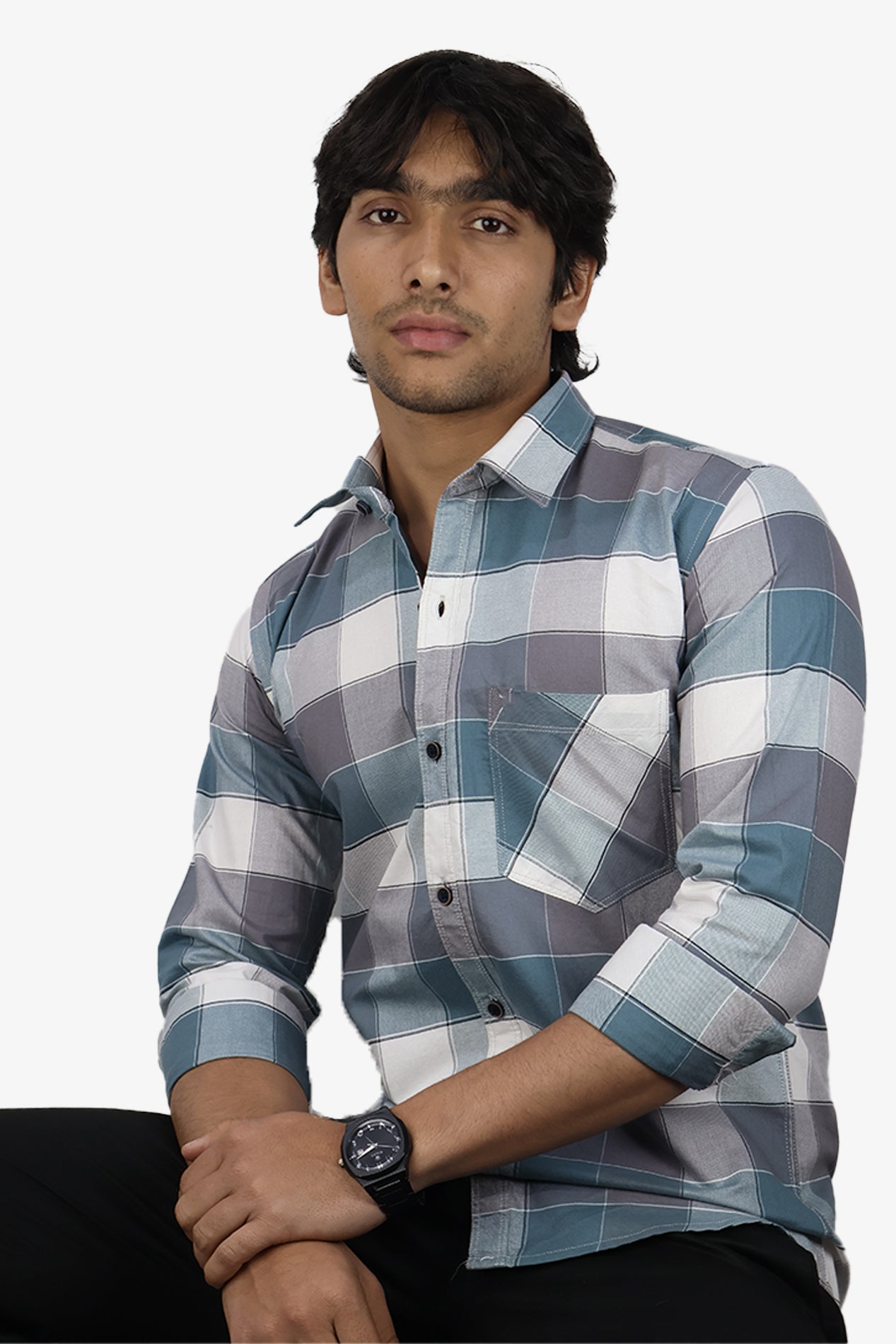 ORDC 2 TEAL PURPLE | SLIM FIT PREMIUM POLO NECK CASUAL SHIRT | ORIGENS