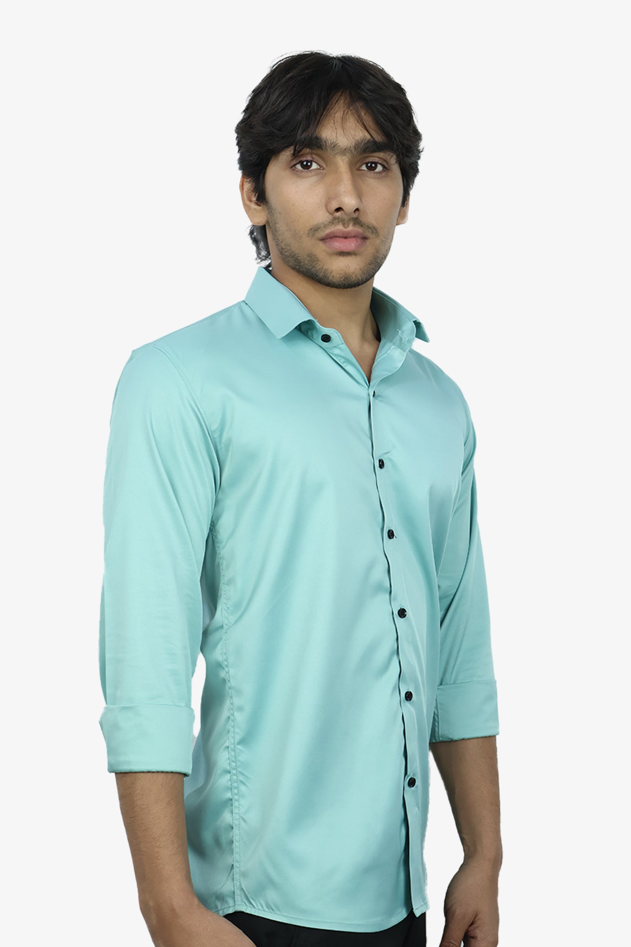 SEEK FIROZI BLUE | SLIM FIT PREMIUM POLO NECK CASUAL SHIRT | ORIGENS