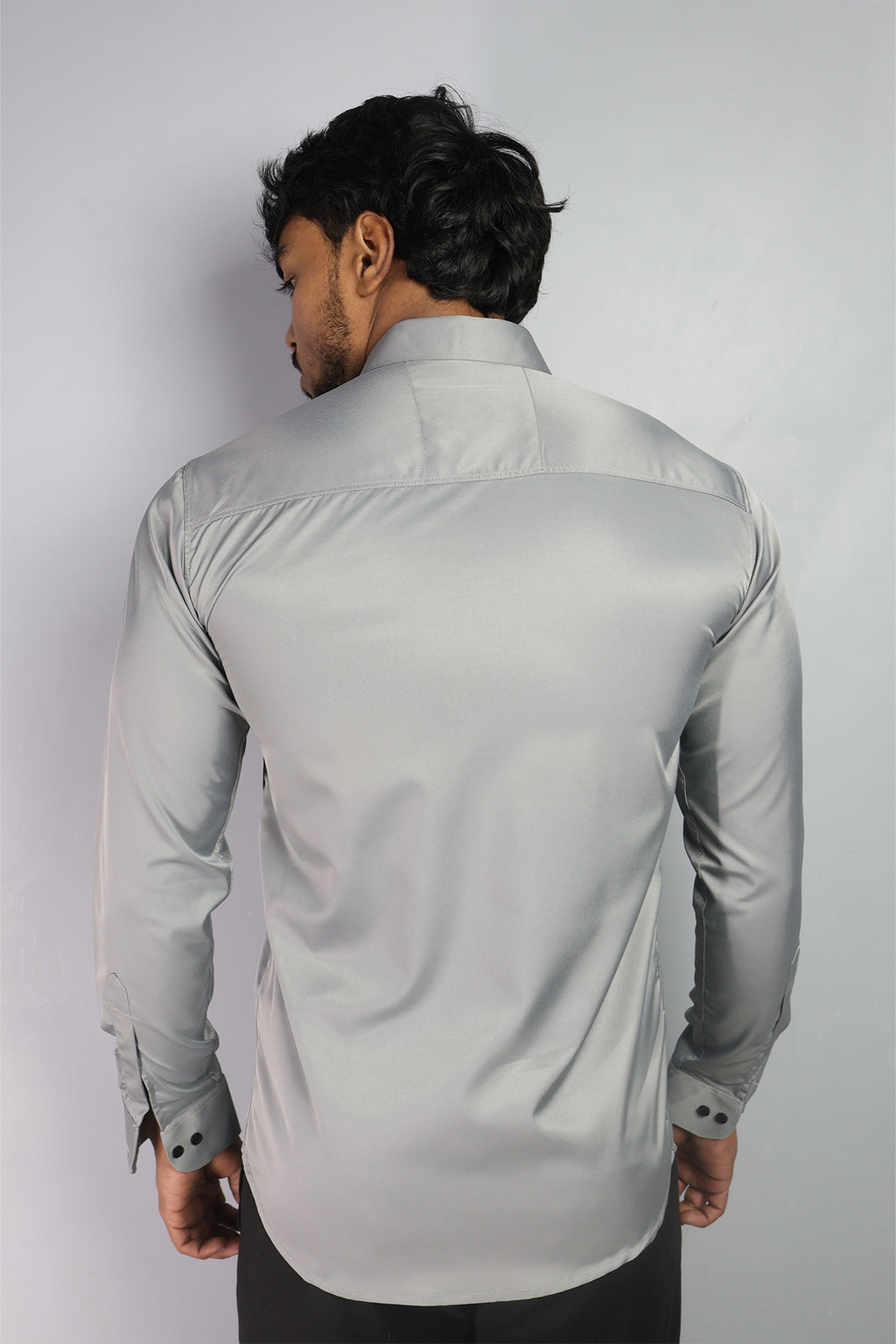 SEEK  S LIGHT GRAY | SLIM FIT PREMIUM POLO NECK CASUAL SHIRT | ORIGENS