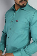 TWEE TEAL | SLIM FIT PREMIUM POLO NECK CASUAL SHIRT | ORIGENS