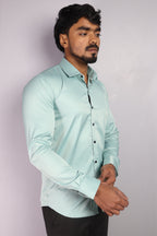 SEEK  S FIROZI BLUE | SLIM FIT PREMIUM POLO NECK CASUAL SHIRT | ORIGENS