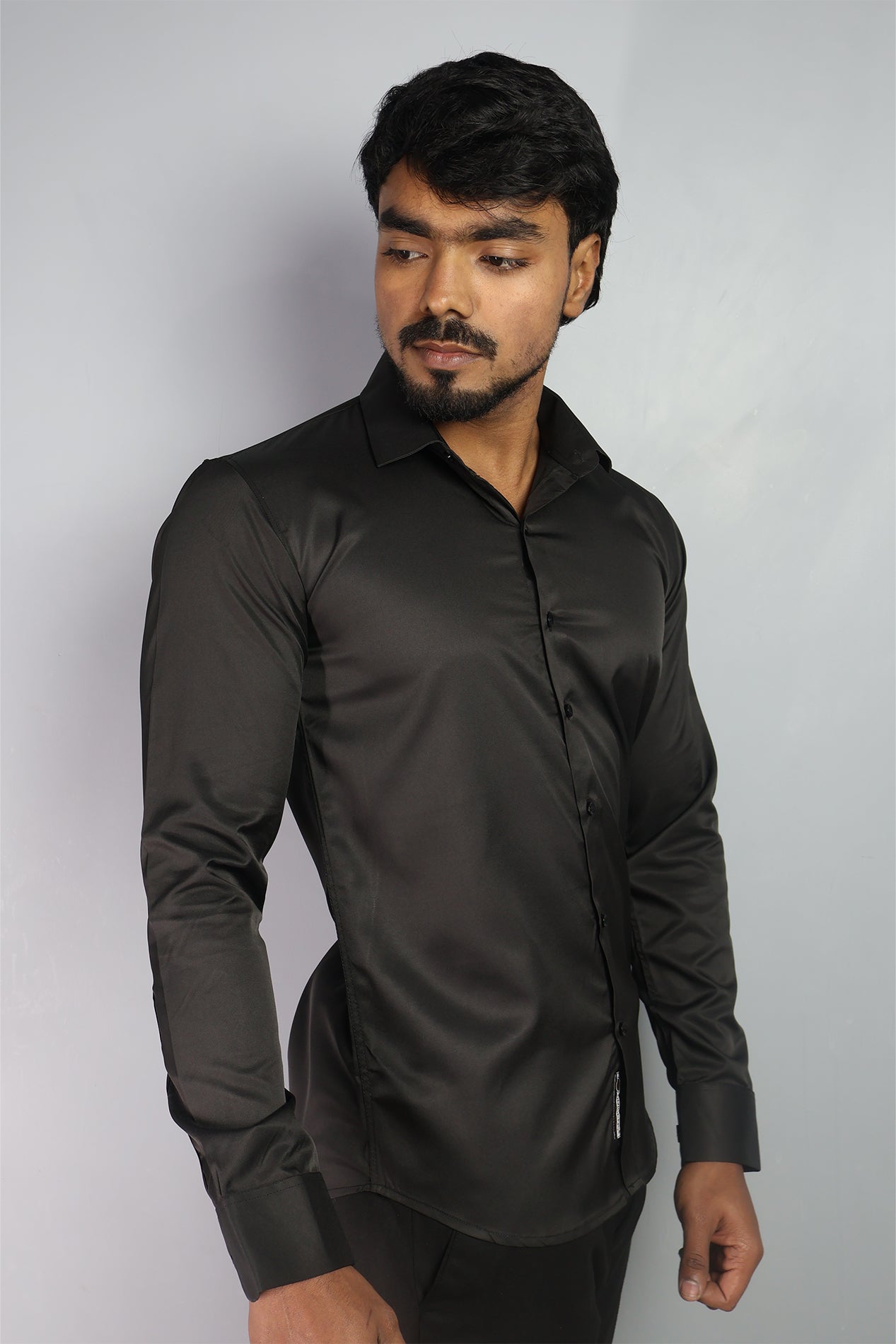 SEEK  S BLACK | SLIM FIT PREMIUM POLO NECK CASUAL SHIRT | ORIGENS