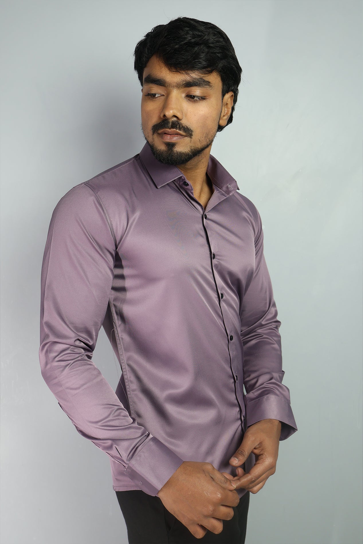 SEEK S LEVENDER | SLIM FIT PREMIUM POLO NECK CASUAL SHIRT | ORIGENS