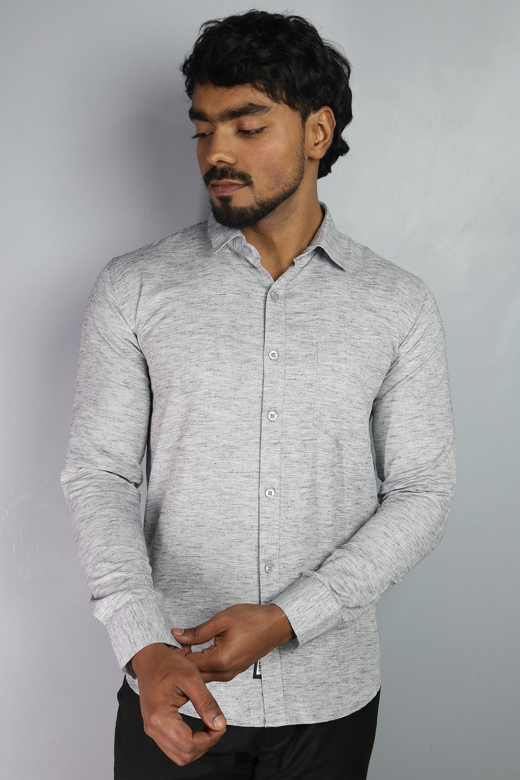 KED  S DARK GRAY | SLIM FIT PREMIUM POLO NECK CASUAL SHIRT | ORIGENS