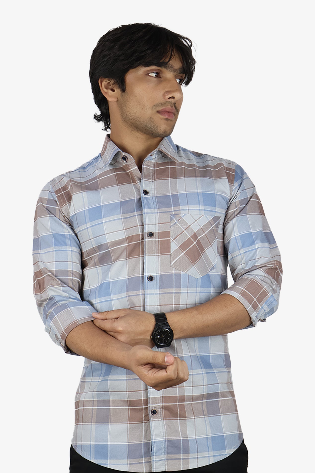 ORDC 2 GRAY BLUE | SLIM FIT PREMIUM POLO NECK CASUAL SHIRT | ORIGENS
