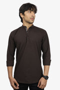 LUKE DARK BROWN | SLIM FIT PREMIUM MANDARIN COLLAR CASUAL SHIRT | ORIGENS