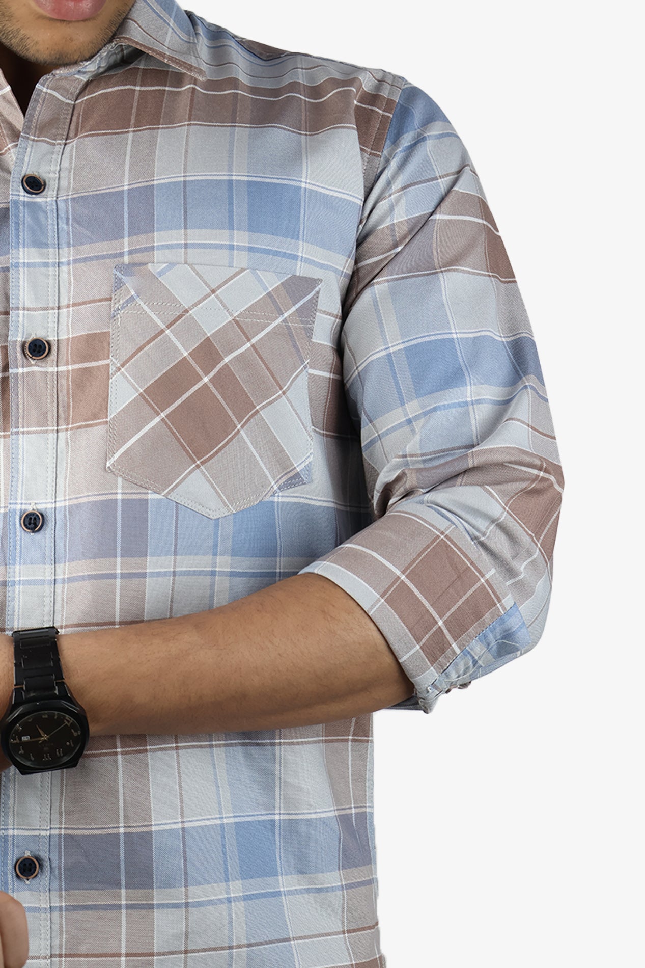 ORDC 2 GRAY BLUE | SLIM FIT PREMIUM POLO NECK CASUAL SHIRT | ORIGENS