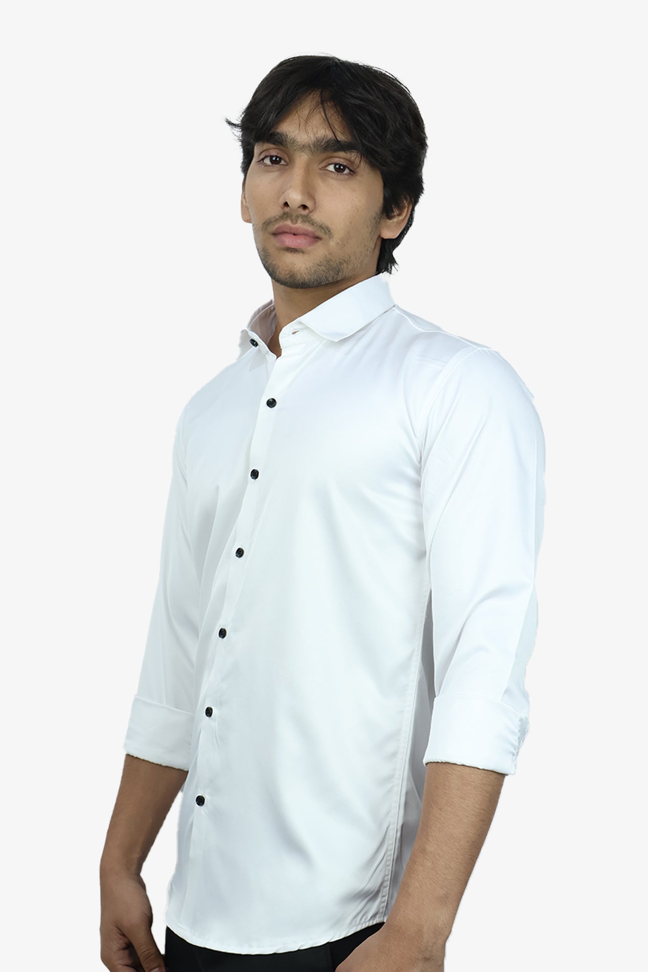 SEEK WHITE | SLIM FIT PREMIUM POLO NECK CASUAL SHIRT | ORIGENS