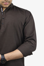 LUKE  S COFFEE BROWN | SLIM FIT PREMIUM MANDARIN COLLAR CASUAL SHIRT | ORIGENS