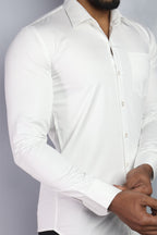 STAN  S WHITE | SLIM FIT PREMIUM POLO NECK CASUAL SHIRT | ORIGENS
