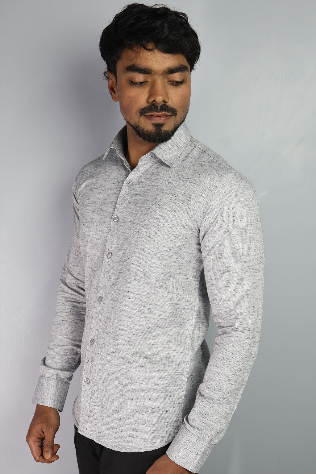 KED  S DARK GRAY | SLIM FIT PREMIUM POLO NECK CASUAL SHIRT | ORIGENS