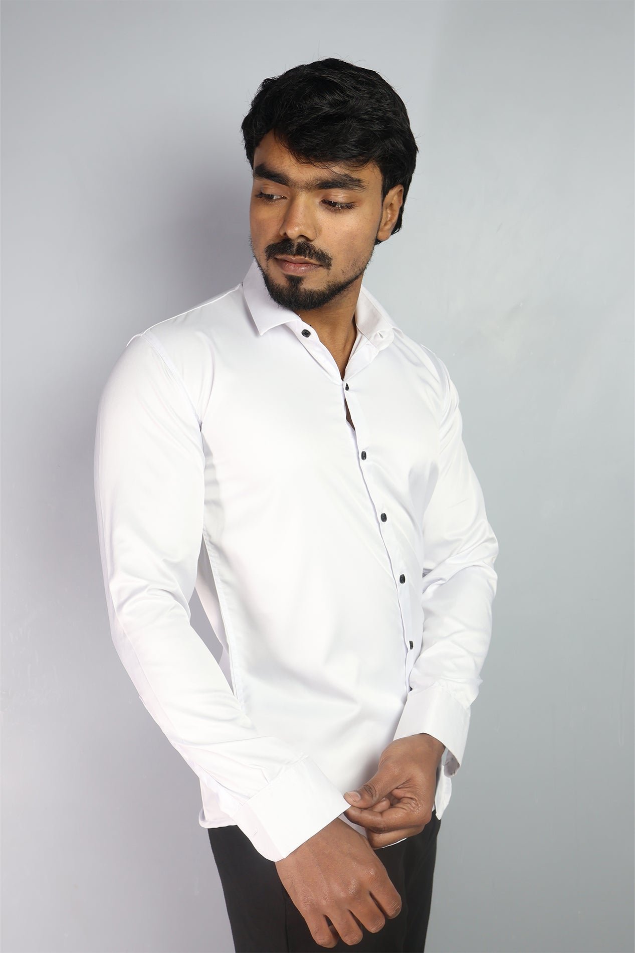 SEEK  S WHITE | SLIM FIT PREMIUM POLO NECK CASUAL SHIRT | ORIGENS