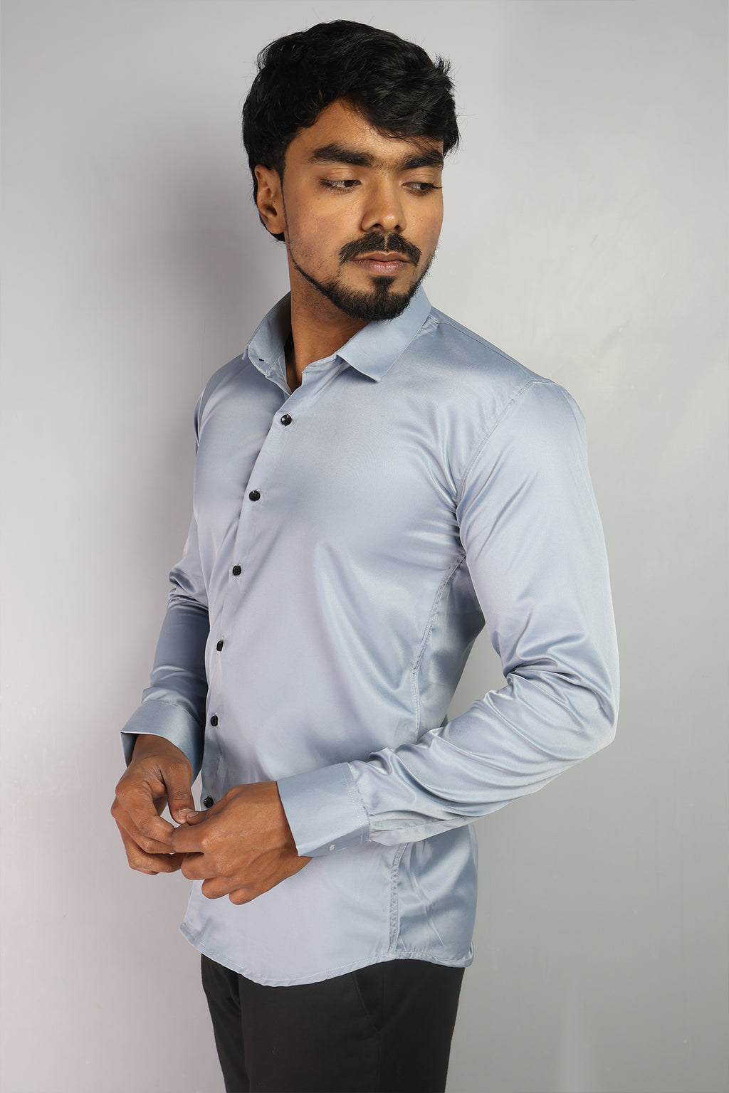 SEEK SKY BLUE | SLIM FIT PREMIUM POLO NECK CASUAL SHIRT | ORIGENS