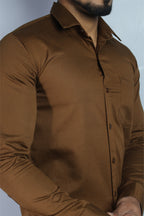 TWEE  S BROWN | SLIM FIT PREMIUM POLO NECK CASUAL SHIRT | ORIGENS
