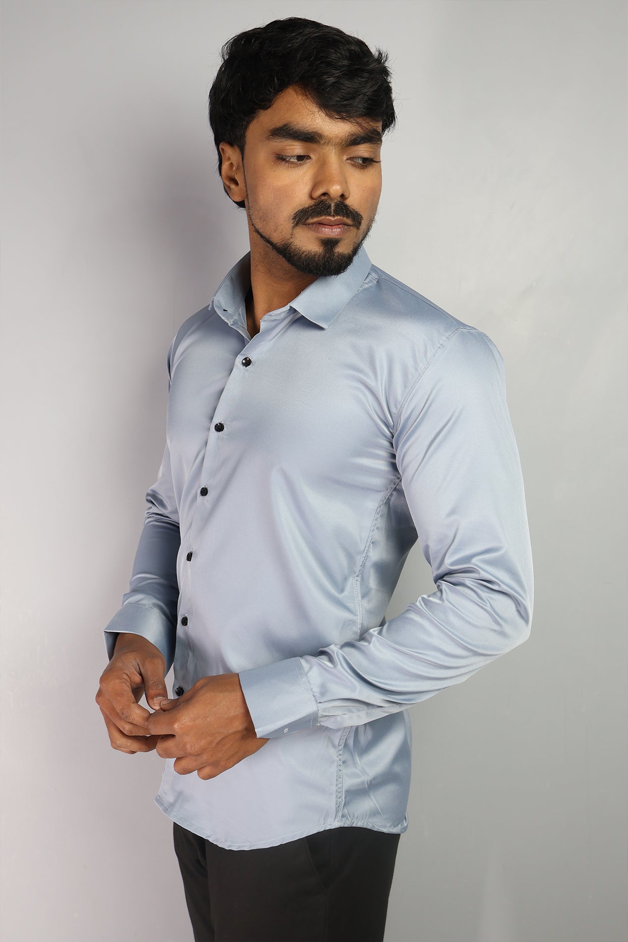 SEEK  S SKY BLUE | SLIM FIT PREMIUM POLO NECK CASUAL SHIRT | ORIGENS