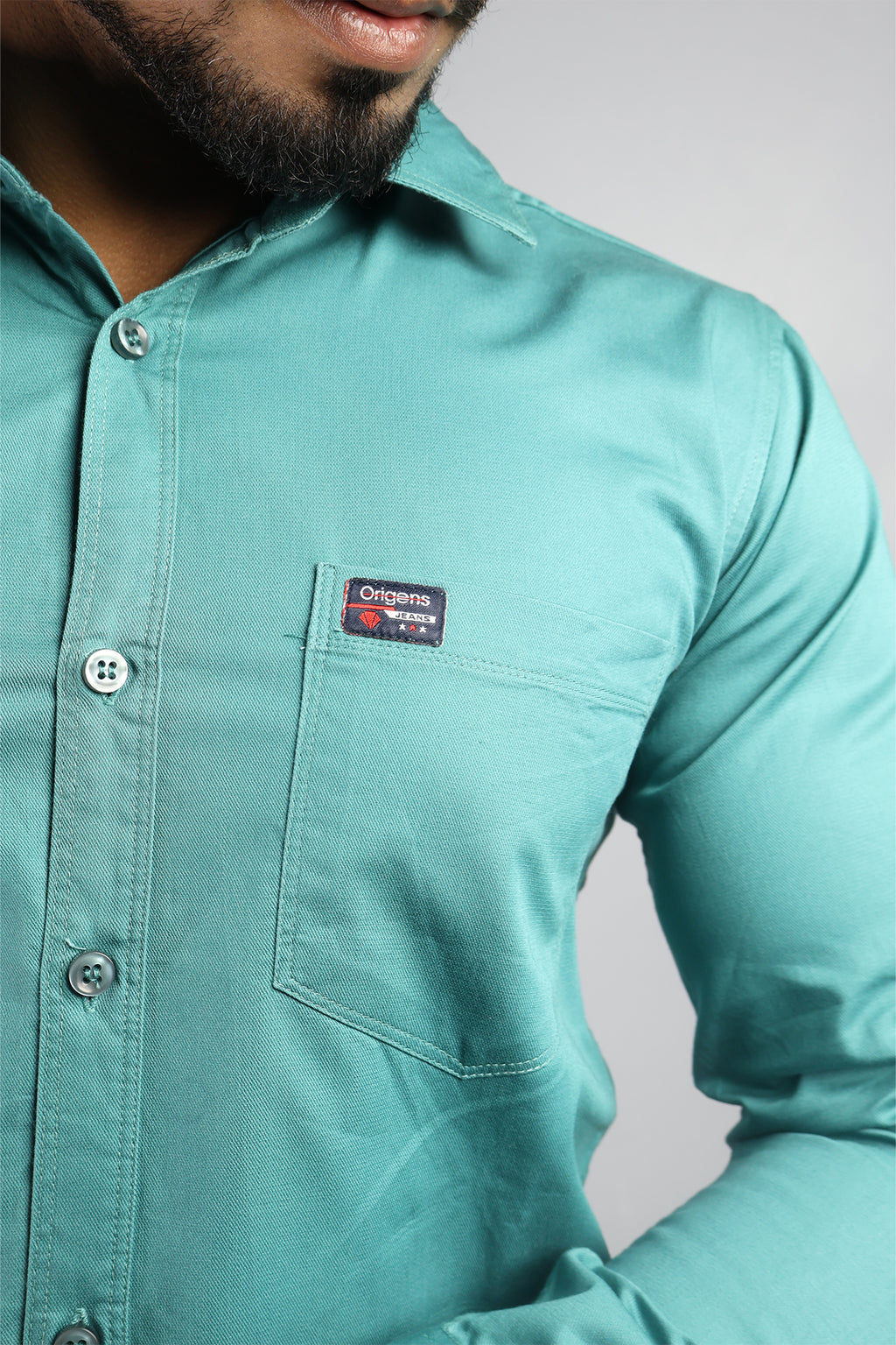 TWEE  S TEAL  | SLIM FIT PREMIUM POLO NECK CASUAL SHIRT | ORIGENS