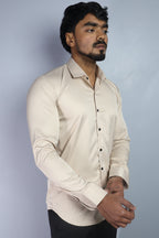 SEEK  S CREAM | SLIM FIT PREMIUM POLO NECK CASUAL SHIRT | ORIGENS