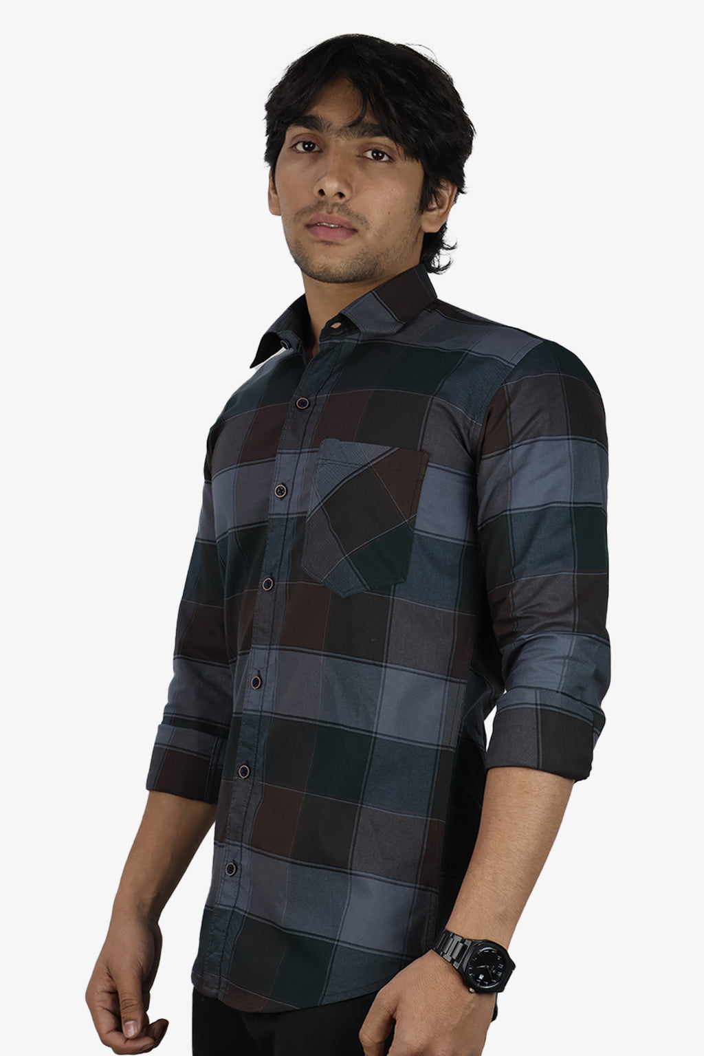 ORDC 2 BROWN DARK | SLIM FIT PREMIUM POLO NECK CASUAL SHIRT | ORIGENS