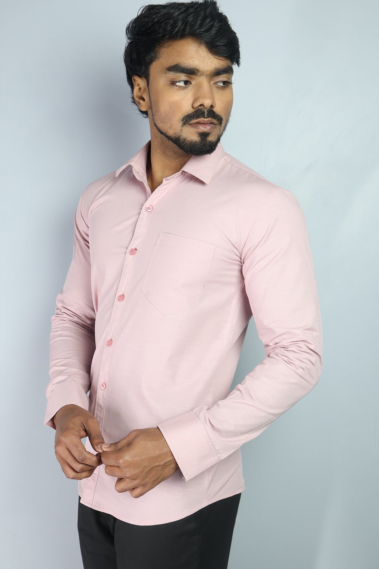 LIN  S PEACH | SLIM FIT PREMIUM POLO NECK CASUAL SHIRT | ORIGENS