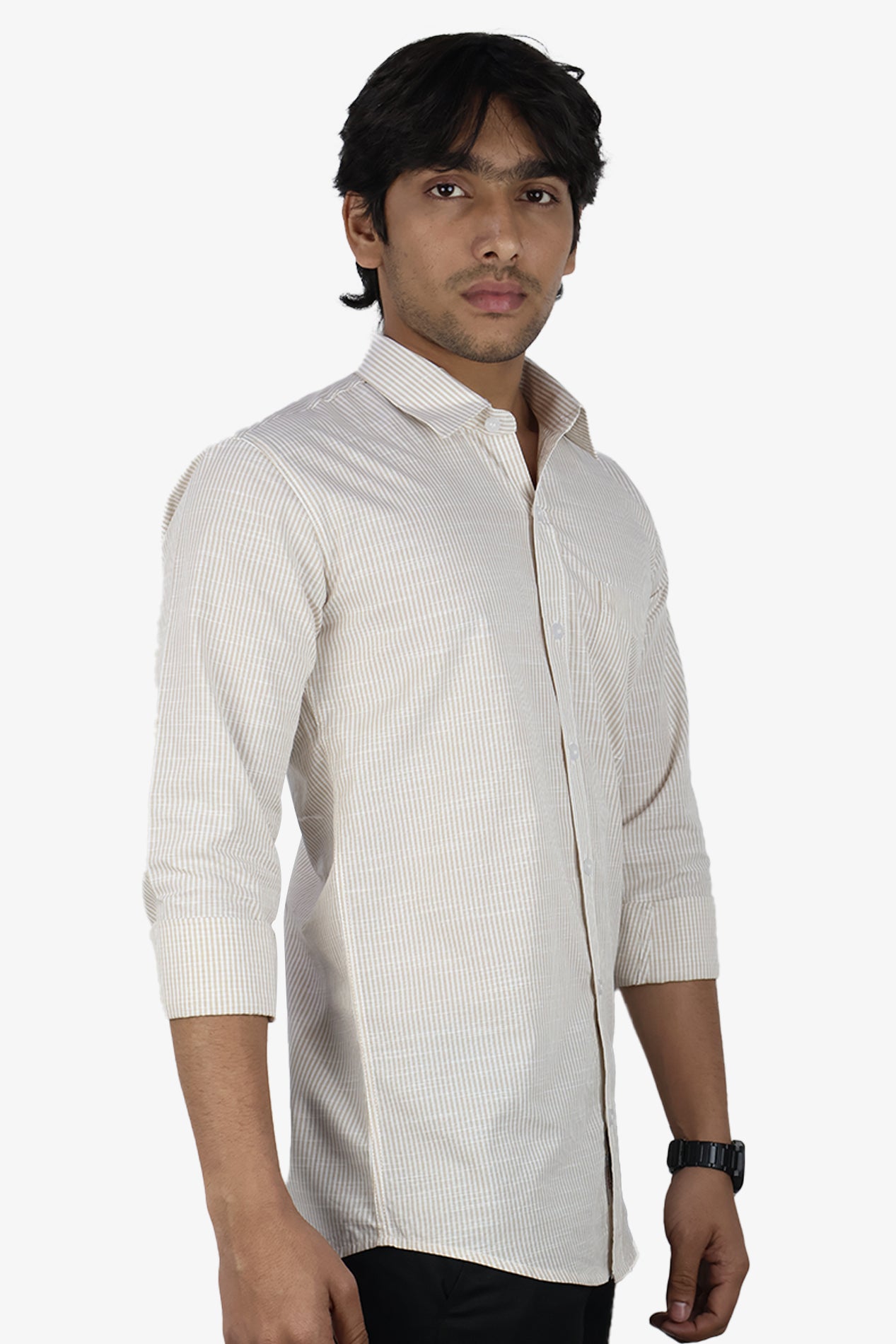LINL 2 CREAM | SLIM FIT PREMIUM POLO NECK CASUAL SHIRT | ORIGENS