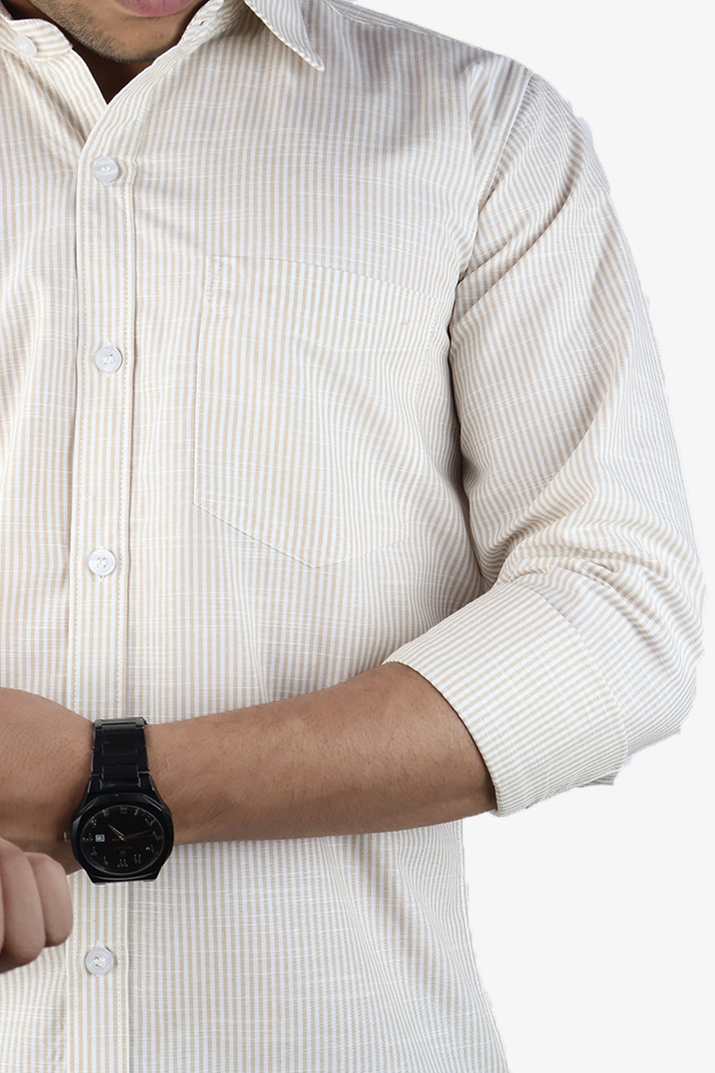 LINL 2 CREAM | SLIM FIT PREMIUM POLO NECK CASUAL SHIRT | ORIGENS