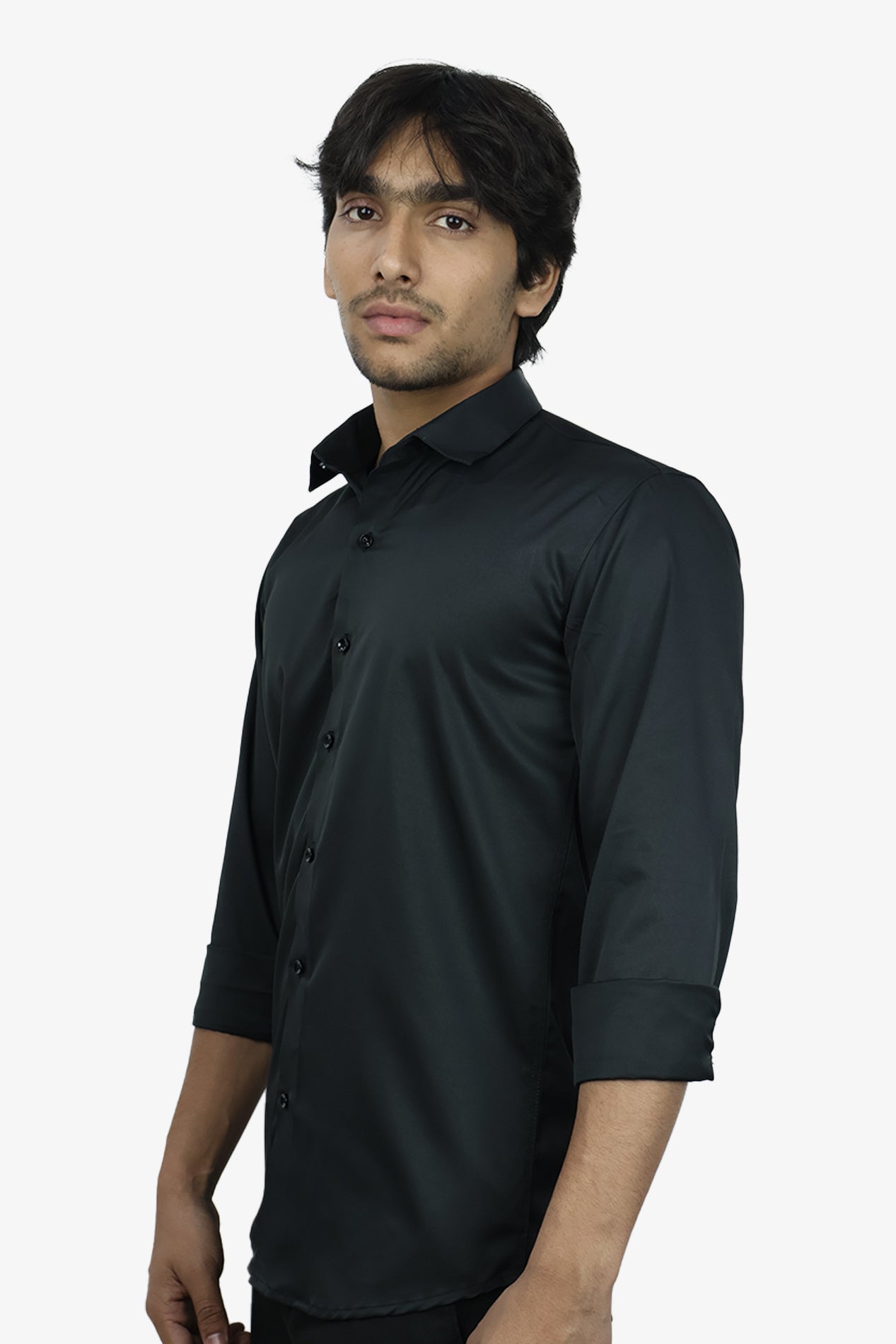 SEEK BLACK | SLIM FIT PREMIUM POLO NECK CASUAL SHIRT | ORIGENS