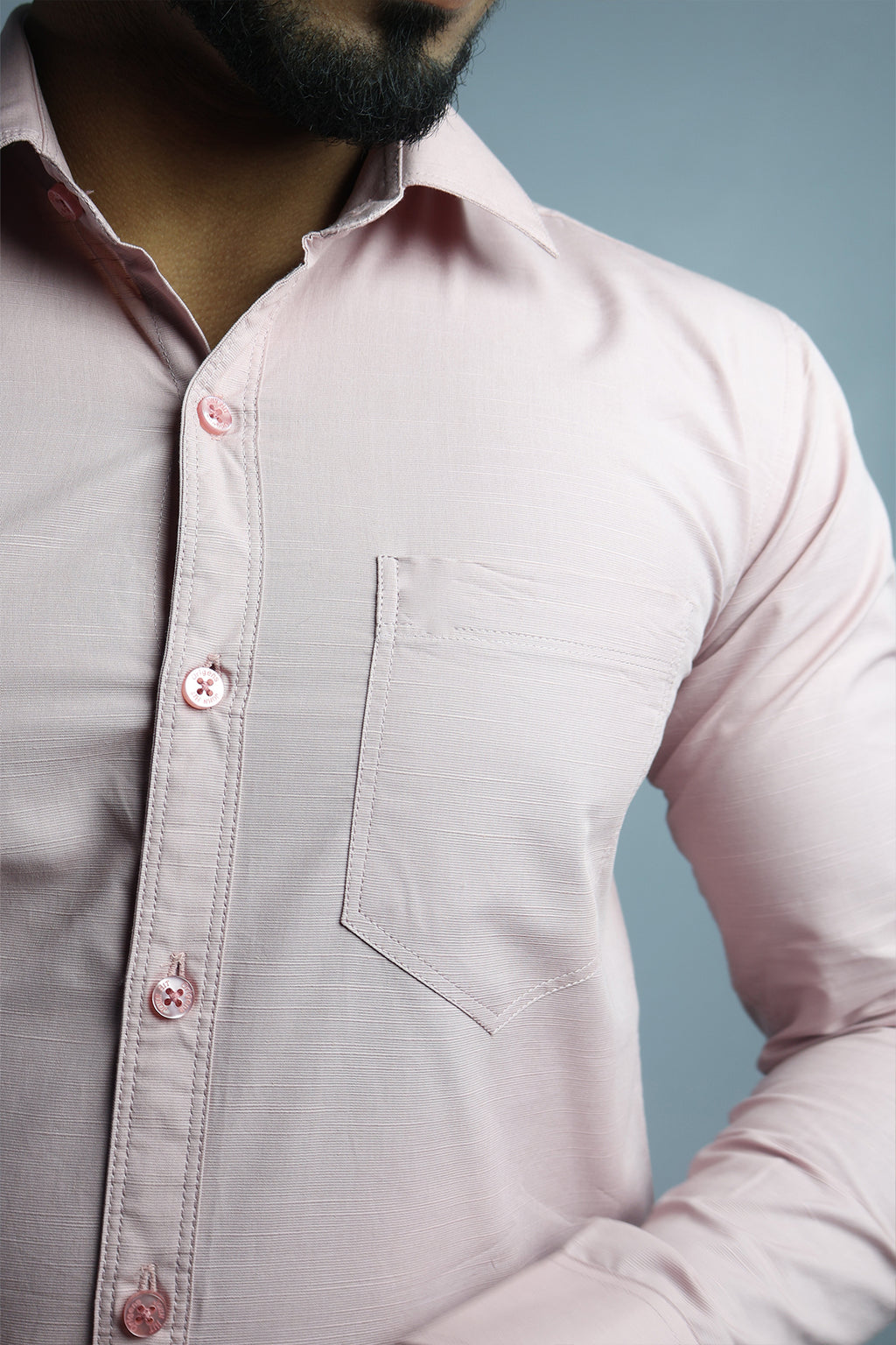 LIN  S PEACH | SLIM FIT PREMIUM POLO NECK CASUAL SHIRT | ORIGENS