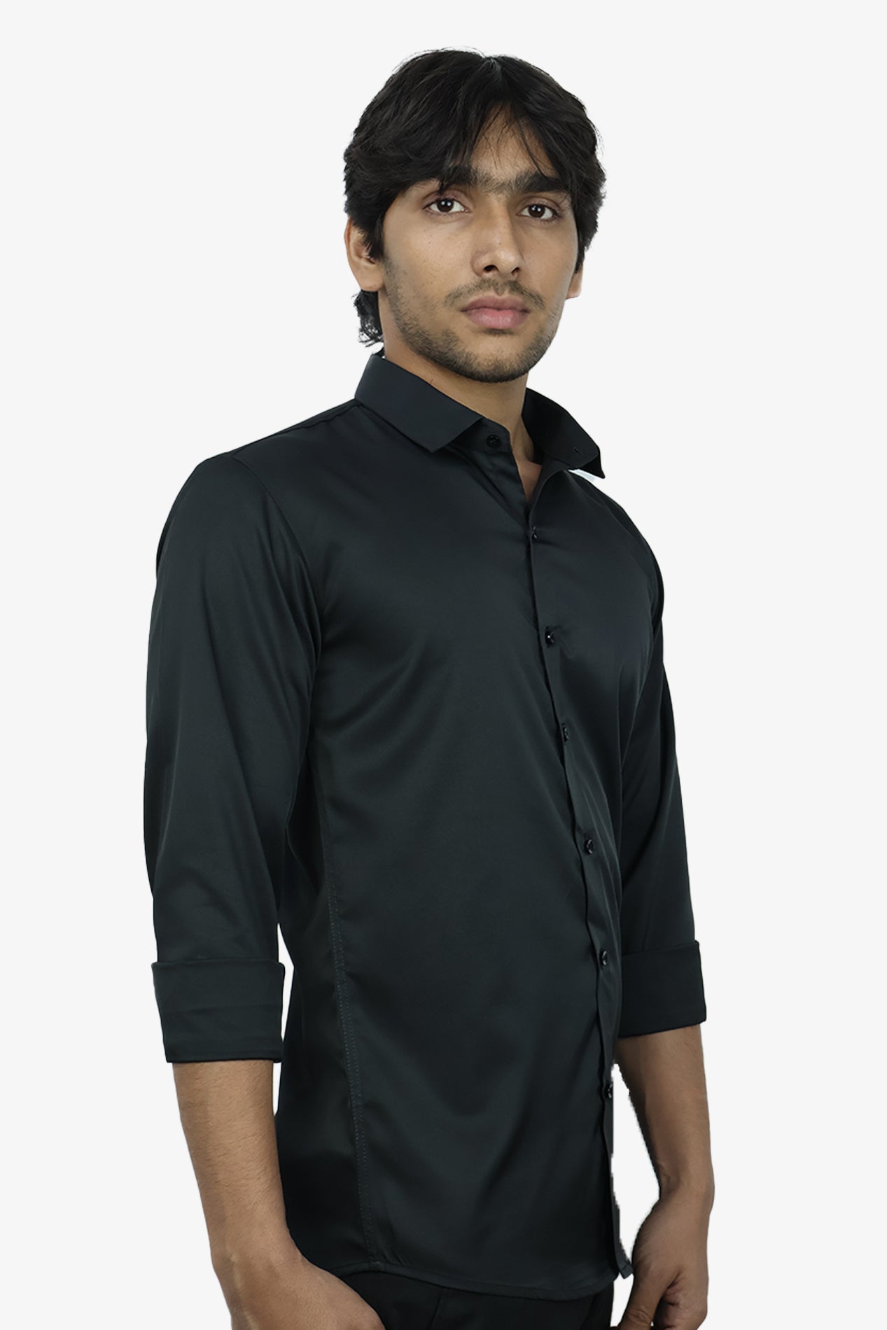 SEEK BLACK | SLIM FIT PREMIUM POLO NECK CASUAL SHIRT | ORIGENS
