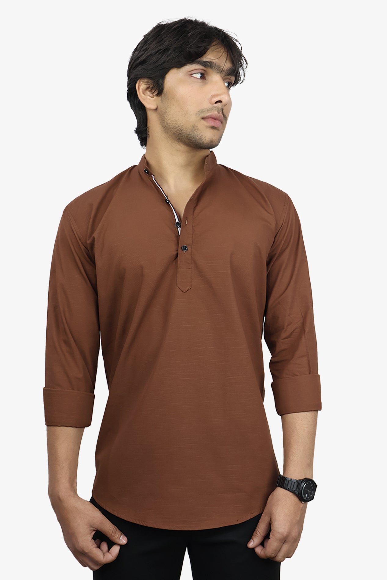 LUKE BROWN | SLIM FIT PREMIUM MANDARIN COLLAR CASUAL SHIRT | ORIGENS