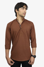 LUKE  S BROWN | SLIM FIT PREMIUM MANDARIN COLLAR CASUAL SHIRT | ORIGENS
