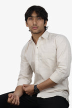 LINL 2 CREAM | SLIM FIT PREMIUM POLO NECK CASUAL SHIRT | ORIGENS
