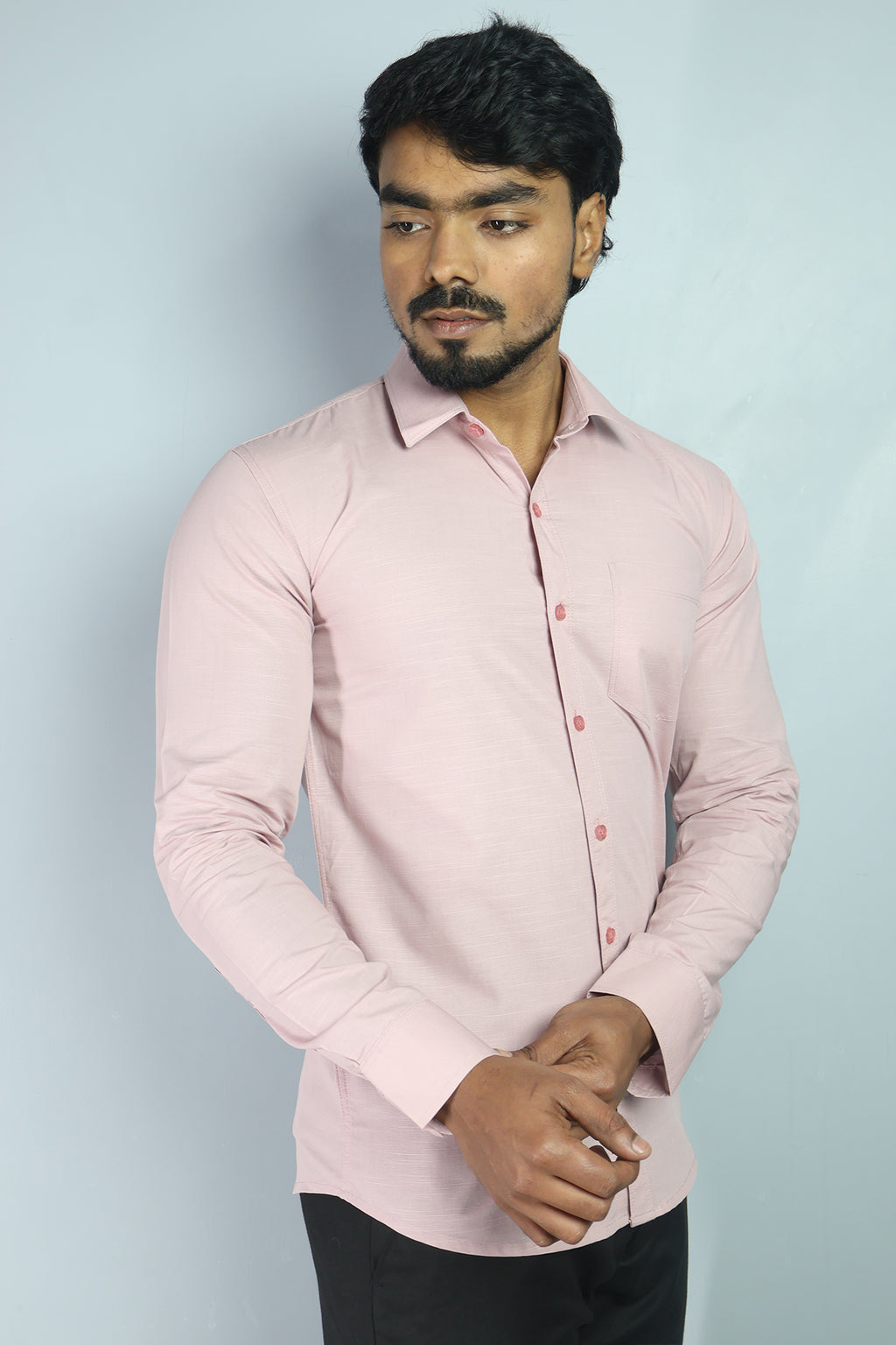 LIN  S PEACH | SLIM FIT PREMIUM POLO NECK CASUAL SHIRT | ORIGENS