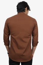 LUKE  S BROWN | SLIM FIT PREMIUM MANDARIN COLLAR CASUAL SHIRT | ORIGENS